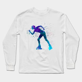 Woman in roller skates in watercolor Long Sleeve T-Shirt